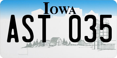 IA license plate AST035