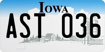 IA license plate AST036