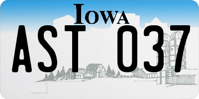 IA license plate AST037