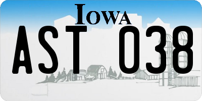 IA license plate AST038