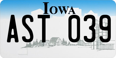 IA license plate AST039