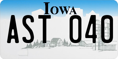 IA license plate AST040