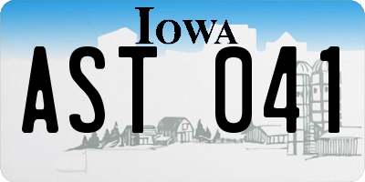 IA license plate AST041