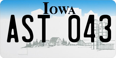 IA license plate AST043