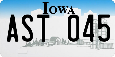 IA license plate AST045