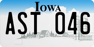 IA license plate AST046
