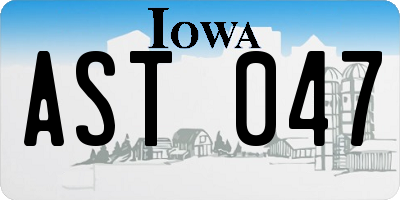 IA license plate AST047