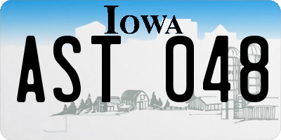 IA license plate AST048