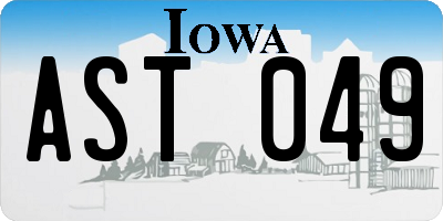 IA license plate AST049