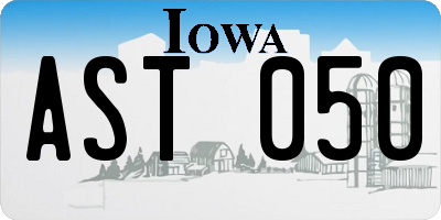 IA license plate AST050