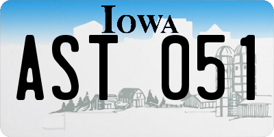 IA license plate AST051