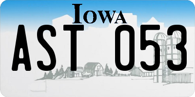 IA license plate AST053