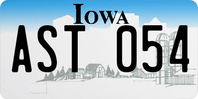 IA license plate AST054