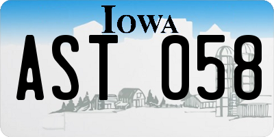 IA license plate AST058