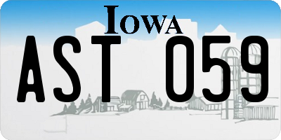 IA license plate AST059