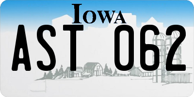 IA license plate AST062
