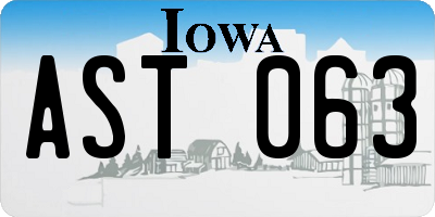 IA license plate AST063
