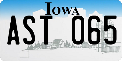 IA license plate AST065