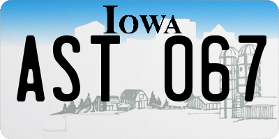 IA license plate AST067