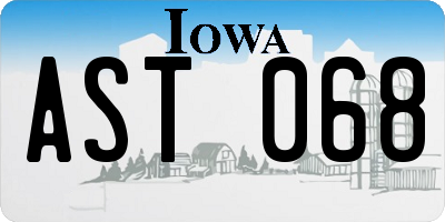 IA license plate AST068