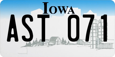 IA license plate AST071