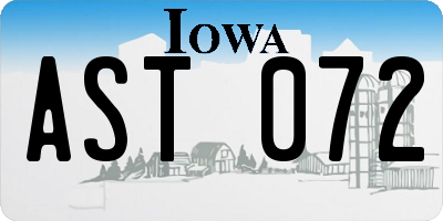 IA license plate AST072