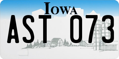 IA license plate AST073