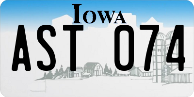 IA license plate AST074
