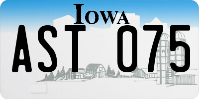 IA license plate AST075