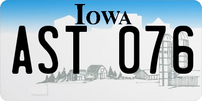 IA license plate AST076
