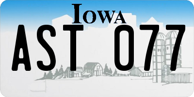 IA license plate AST077