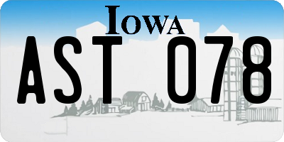 IA license plate AST078