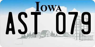 IA license plate AST079