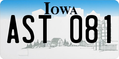 IA license plate AST081