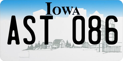 IA license plate AST086