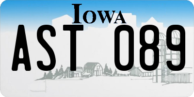 IA license plate AST089