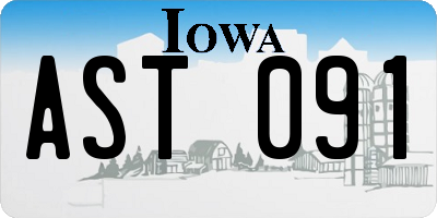 IA license plate AST091