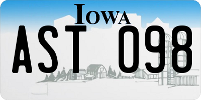 IA license plate AST098