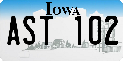 IA license plate AST102