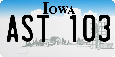 IA license plate AST103