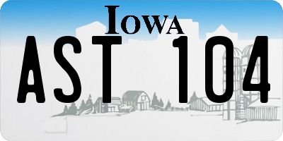 IA license plate AST104