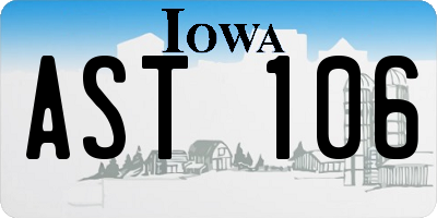 IA license plate AST106