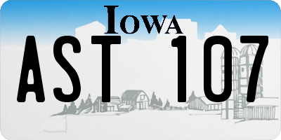 IA license plate AST107