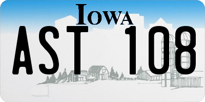 IA license plate AST108