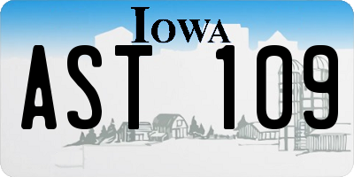IA license plate AST109
