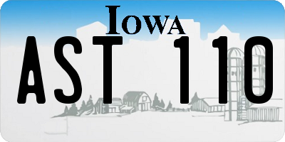 IA license plate AST110