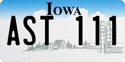 IA license plate AST111