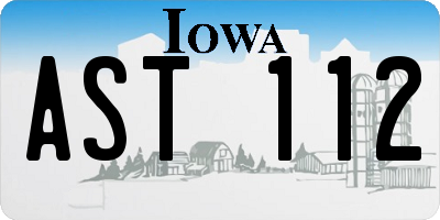 IA license plate AST112