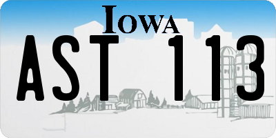 IA license plate AST113