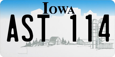 IA license plate AST114